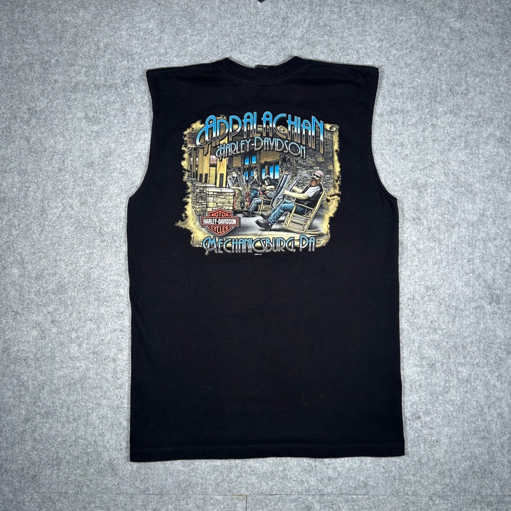 Harley Davidson Sleeveless T Shirt Mens Large Black Appalachian Mechanicsburg PA